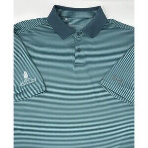 Under Armour Men's Loose Heatgear Teal Striped Short‎ Sleeve Polo Size L